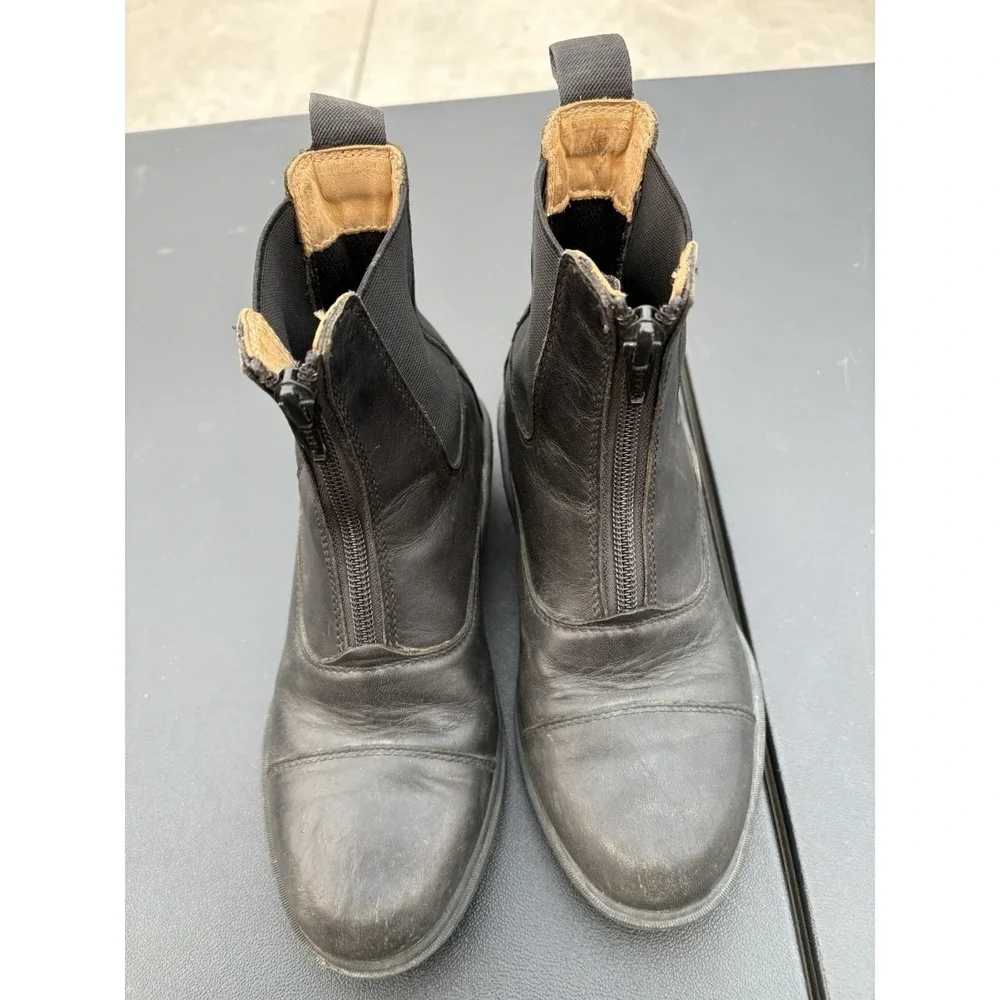 Equestrian Equine Shop Youth US 4 Black Leather Zip Paddock Riding Boots
